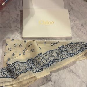Chloé Cream and Blue Scarf